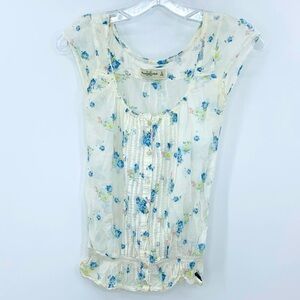 Abercrombie Prairie Floral Peasant Button Front Blouse